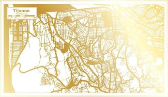 mapa de la ciudad de tijuana méxico en estilo retro en color dorado. esquema del mapa. vector