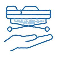 stretcher on hand doodle icon hand drawn illustration vector