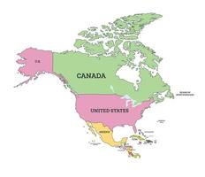 North America Political Map. Vector Illustration.