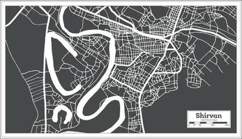 mapa de la ciudad de shirvan azerbaiyán en color blanco y negro en estilo retro. esquema del mapa. vector