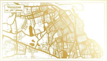 mapa de la ciudad de veracruz méxico en estilo retro en color dorado. esquema del mapa. vector