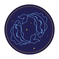 Pisces astrological sign, twelve horoscope symbol vector