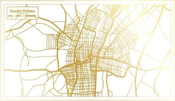 mapa de la ciudad de sankt polten austria en estilo retro en color dorado. esquema del mapa. vector