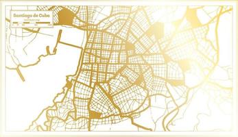 Santiago de Cuba Cuba City Map in Retro Style in Golden Color. Outline Map. vector