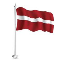 Latvian Flag. Isolated Realistic Wave Flag of Latvia Country on Flagpole. vector