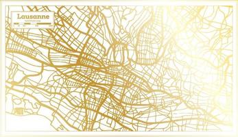 mapa de la ciudad de lausana suiza en estilo retro en color dorado. esquema del mapa. vector