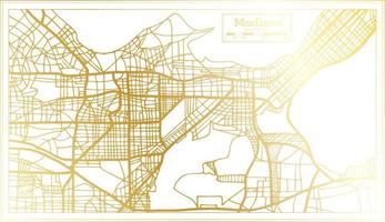 mapa de la ciudad de madison usa en estilo retro en color dorado. esquema del mapa. vector