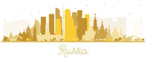 Russia City Skyline Silhouette with Golden Buildings Isolated on White. vector