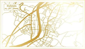 mapa de la ciudad de kufstein austria en estilo retro en color dorado. esquema del mapa. vector