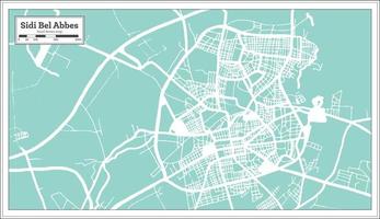 Sidi Bel Abbes Algeria City Map in Retro Style. Outline Map. vector