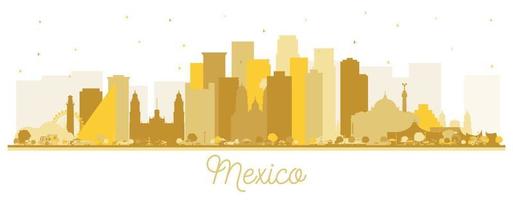 Mexico Skyline Silhouette with Golden Buildings Isolated on White. vector