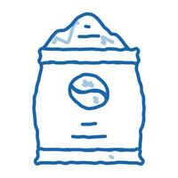 ilustración de dibujado a mano de icono de doodle de bolsa de producción de café vector