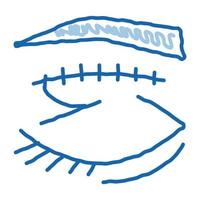 eyelid surgery stitching doodle icon hand drawn illustration vector