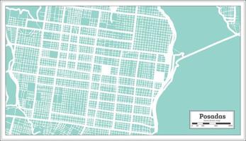 Posadas Argentina City Map in Retro Style. Outline Map. vector
