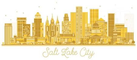 Salt Lake City Utah City Skyline with Golden Buildings Isolated on White. vector