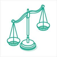 Isolated Scale Symbol. Isometric Outline Icon. Scale of Justice. vector