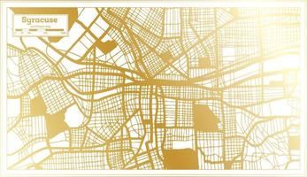 mapa de la ciudad de siracusa usa en estilo retro en color dorado. esquema del mapa. vector