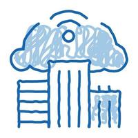 smart house cloud wifi doodle icon hand drawn illustration vector