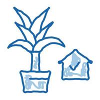 ilustración de dibujado a mano de icono de doodle de flor de maceta doméstica vector