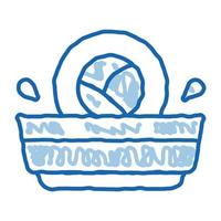 sushi roll in sauce doodle icon hand drawn illustration vector