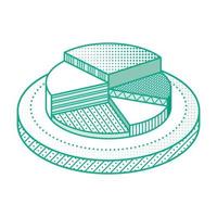 esbozar el elemento infográfico del gráfico circular. diagrama circular isométrico aislado en blanco. vector