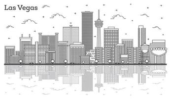 Outline Las Vegas Nevada City Skyline with Modern Buildings and Reflections Isolated on White. vector