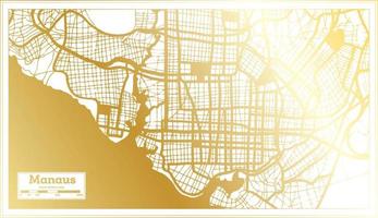 Manaus Brazil City Map in Retro Style in Golden Color. Outline Map. vector