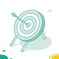 Target with Arrow Standing on a Tripod. Outline Isometric Concept. Archery Target. vector