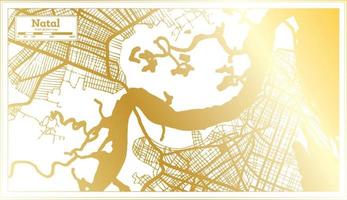 Natal Brazil City Map in Retro Style in Golden Color. Outline Map. vector