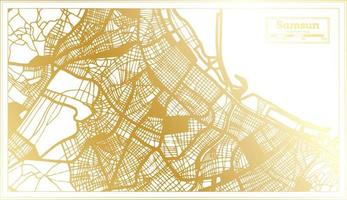 mapa de la ciudad de samsun turquía en estilo retro en color dorado. esquema del mapa. vector