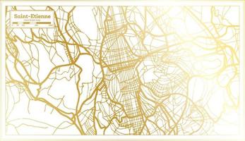 Saint Etienne France City Map in Retro Style in Golden Color. Outline Map. vector