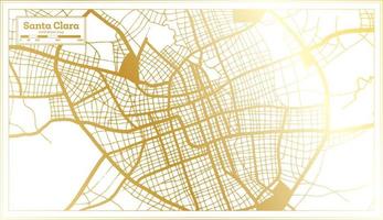 Santa Clara Cuba City Map in Retro Style in Golden Color. Outline Map. vector