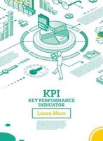 KPI Key Performance Indicator. Vector Illustration. Isometric Concept of Business Performance Strategy and Analysis.