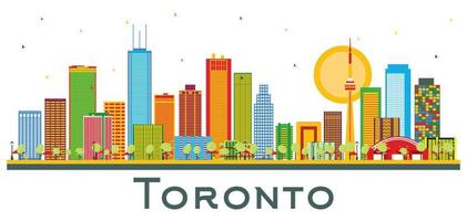 Toronto Canada City Skyline with Color Buildings Isolated on White. vector