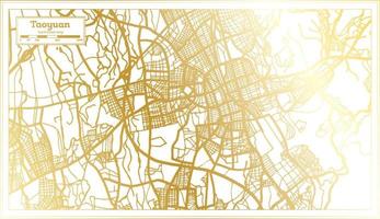 Taoyuan Taiwan City Map in Retro Style in Golden Color. Outline Map. vector