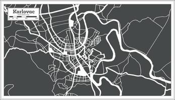 mapa de la ciudad de karlovac croacia en color blanco y negro en estilo retro. esquema del mapa. vector