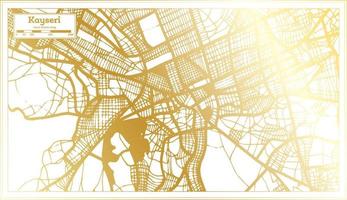 mapa de la ciudad de kayseri turquía en estilo retro en color dorado. esquema del mapa. vector