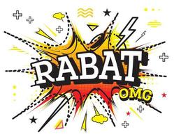 Rabat Comic Text in Pop Art Style Isolated on White Background. vector