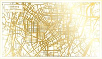 Taichung Taiwan City Map in Retro Style in Golden Color. Outline Map. vector