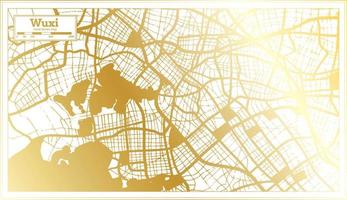 Wuxi China City Map in Retro Style in Golden Color. Outline Map. vector