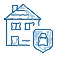 ilustración de dibujado a mano de icono de doodle de protección de la casa vector