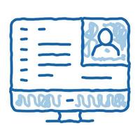 computer screen doodle icon hand drawn illustration vector