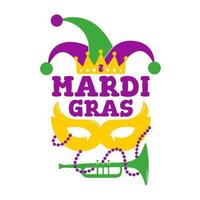 Mardi gras party design. Collection of french traditional mardi gras symbols. Celebration greeting card vector