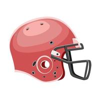 Football helmet hard plastic shell with a face mask made of plastic-coated metal bars, and a chinstrap vector