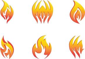 llamas de fuego, establecer iconos, ilustración de arte vectorial vector