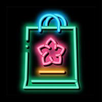 flower shop bag neon glow icon illustration vector