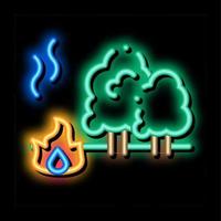 ilustración de icono de resplandor de neón de incendio forestal vector