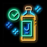 juice bottle approved mark neon glow icon illustration vector