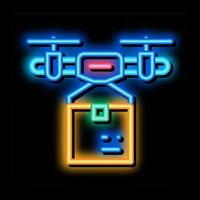 drone box delivering neon glow icon illustration vector