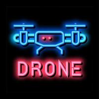 drone fly juguete máquina neón resplandor icono ilustración vector